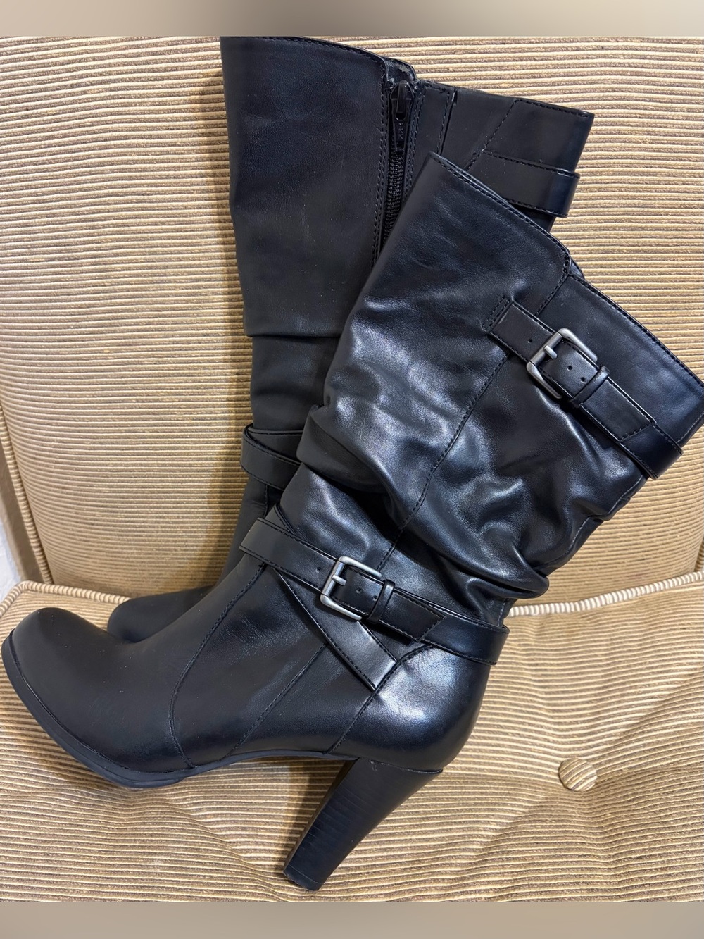 Kelly & Katie Women’s Christy Black Leather Slouch Boot - Size 7.5